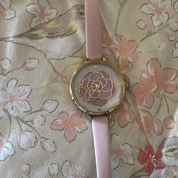 💥Host Pick💥 Kate Spade Gold and Pink Floral Watch with Leather Strap - Picture 2 of 3